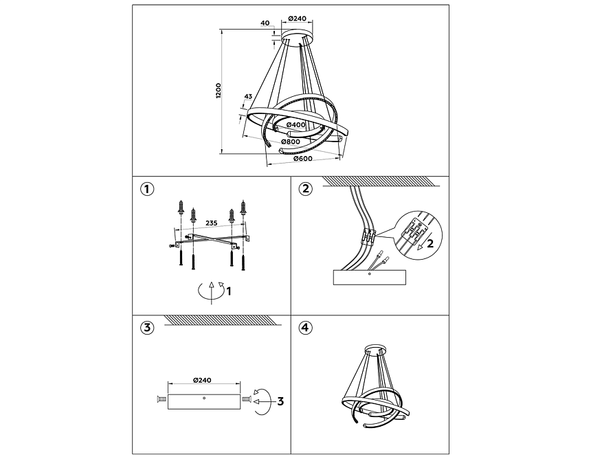 FL5887/3 WH белый 90W 3000K/4200K/6400K D800/600/400*1200 (без ПДУ)